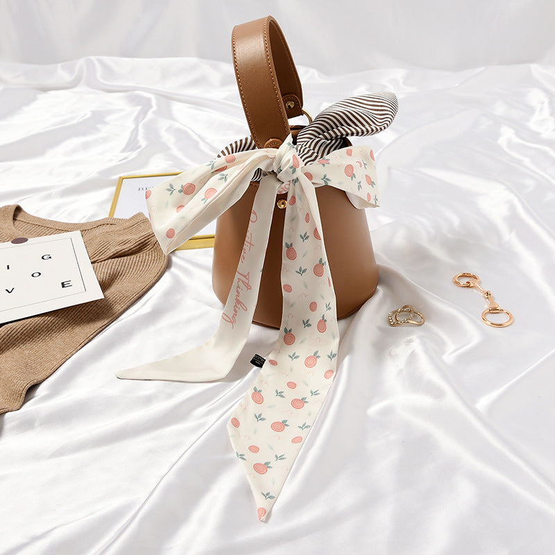 Banda para el cabello estampada a la moda para mujer, bolso con asa, bufanda de cinta