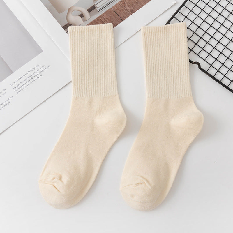 Calcetines de algodón hasta la rodilla de color liso para mujer