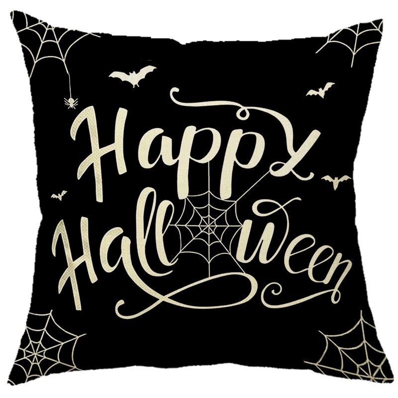 Halloween Pumpkin Skull Print Linen Sofa Cushion Cover