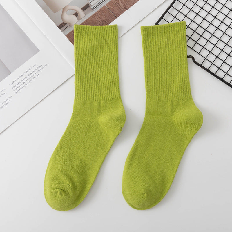 Calcetines de algodón hasta la rodilla de color liso para mujer
