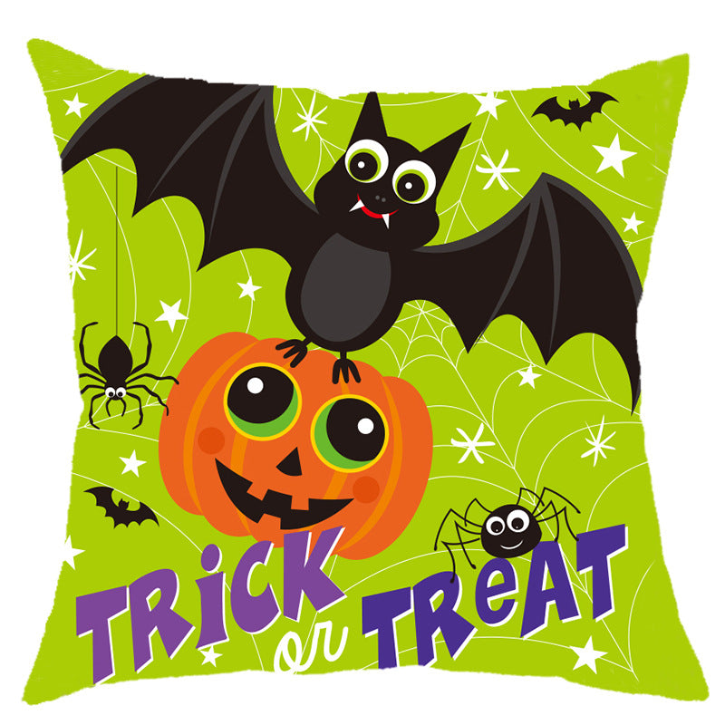 Halloween Pumpkin Skull Print Linen Sofa Cushion Cover