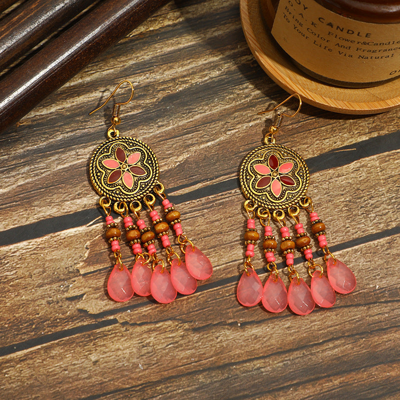 Pendientes con borlas retro de estilo étnico bohemio