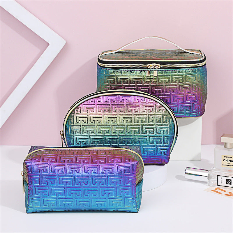 Bolsa de cosméticos de PU impermeable de gran capacidad