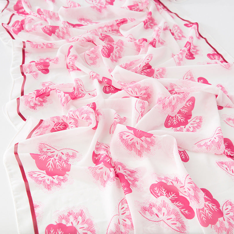 Women Summer Spring Floral Chiffon Long Scarf