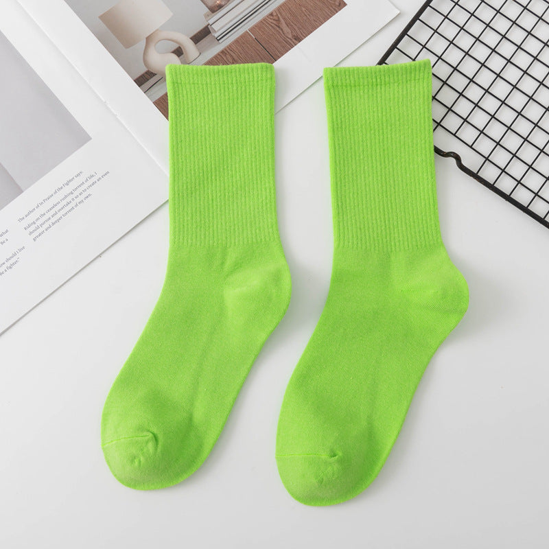 Calcetines de algodón hasta la rodilla de color liso para mujer
