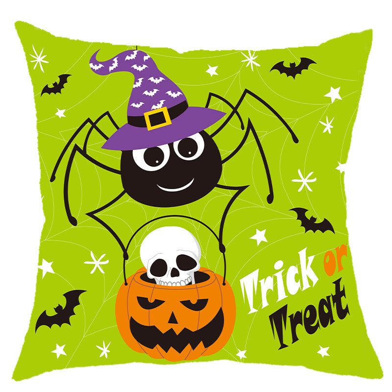Halloween Pumpkin Skull Print Linen Sofa Cushion Cover