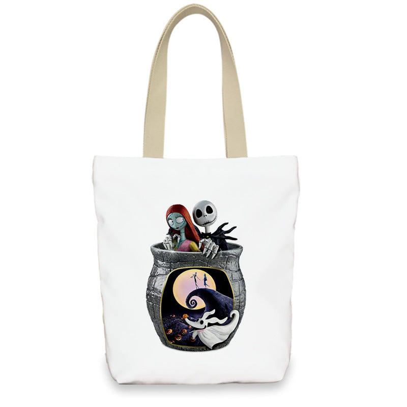 Bolso de lona con diseño de calabaza de Halloween para mujer