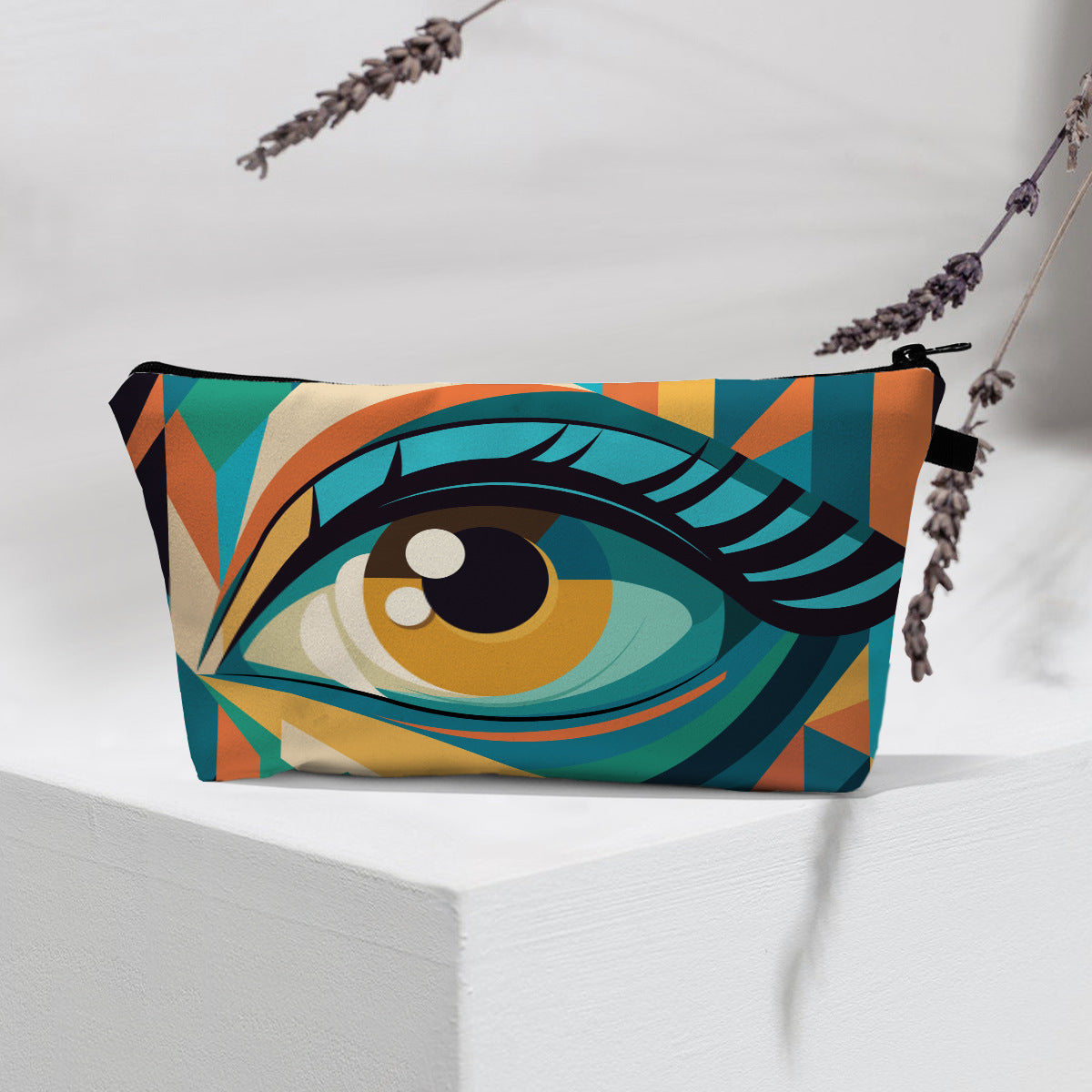 Bolsa de cosméticos portátil con diseño de mal de ojo para mujer