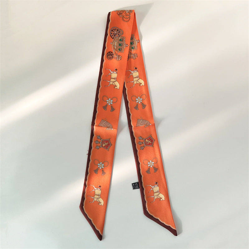 Fashion Printed Ribbon Tie Bag Handle Scarf