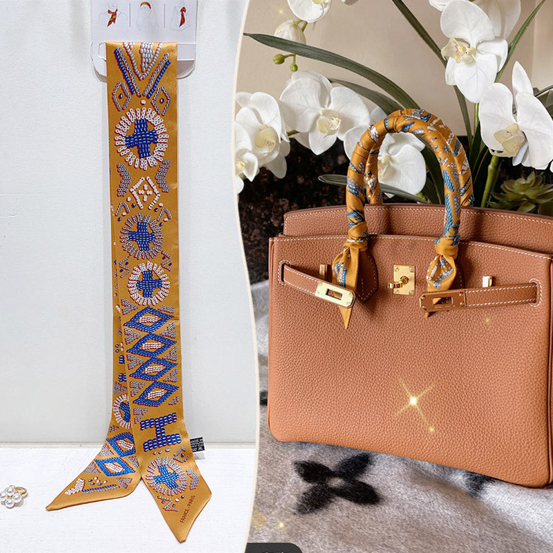 Bufanda con asa para bolso con lazo estampado de moda