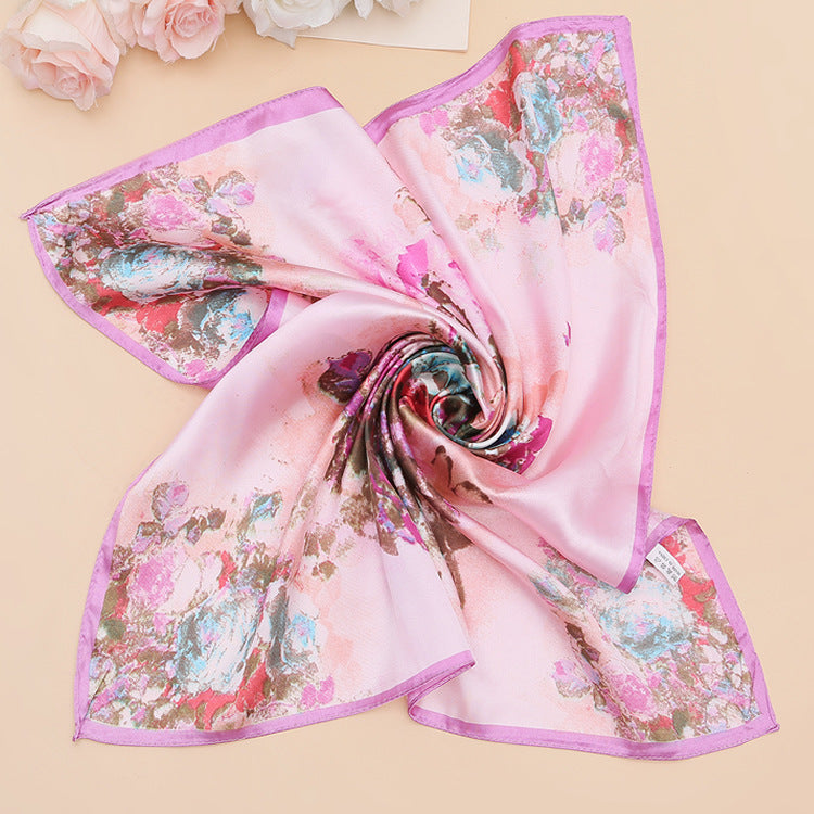 Foulard carré en imitation soie imprimé pour femme