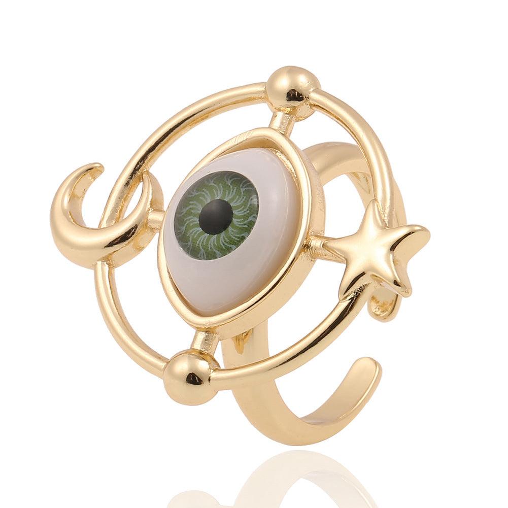 Anillos creativos de moda con diseño de ojo malvado bañados en cobre para mujer
