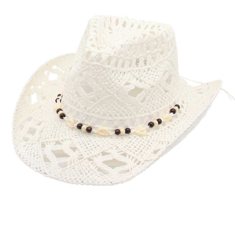 Sombrero de paja tejido con forma de campana para primavera y verano, moderno protector facial