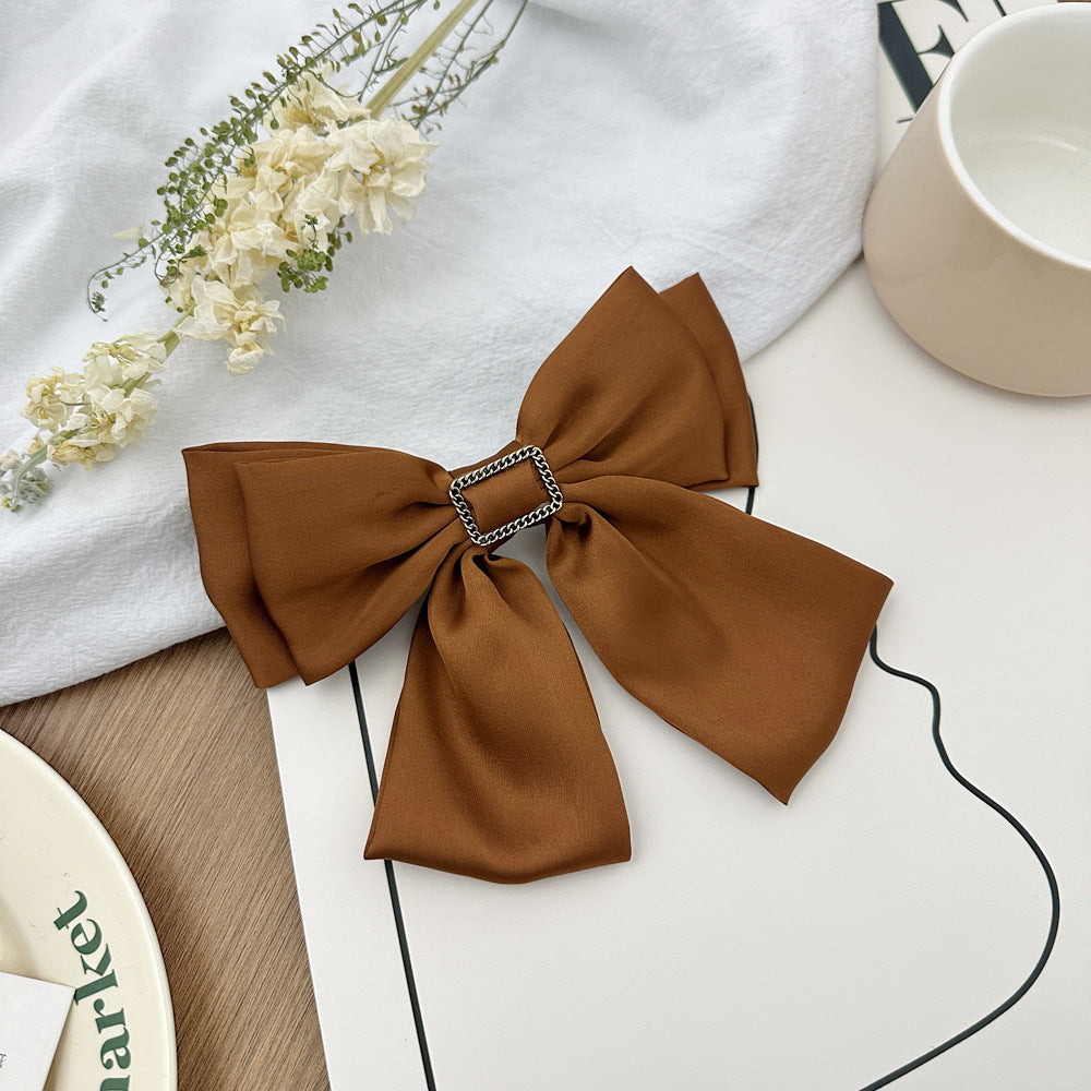 Women Fashion Solid Color Double-Layer Bowknot Hairpin