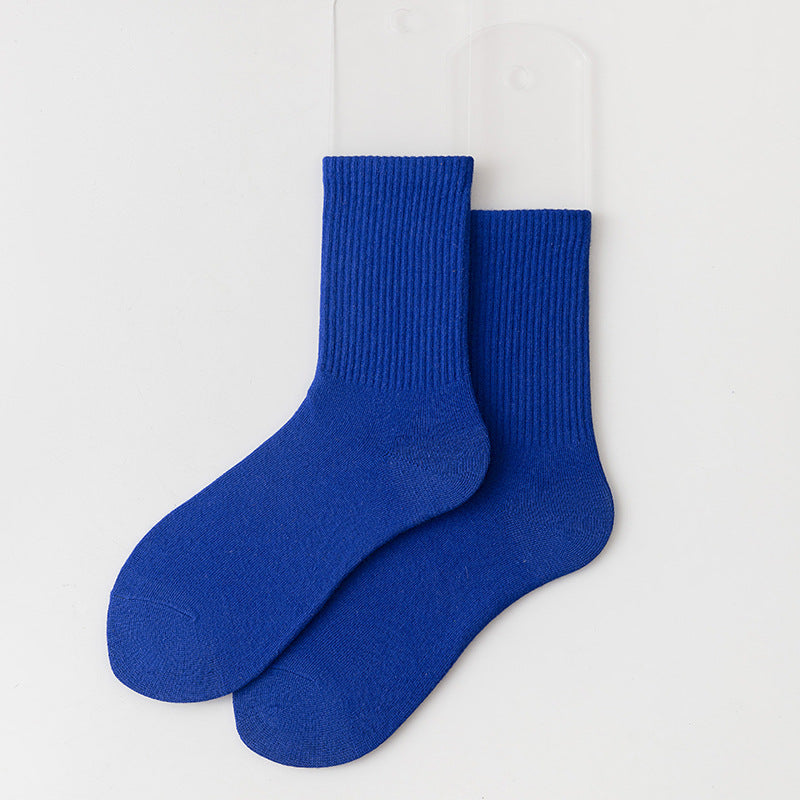 Calcetines casuales de algodón de color sólido para mujer