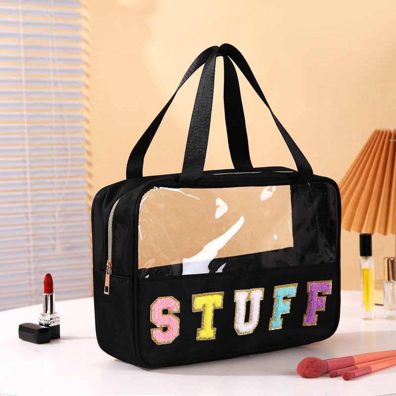 Fashion Transparent PVC Letters Portable Cosmetic Bag