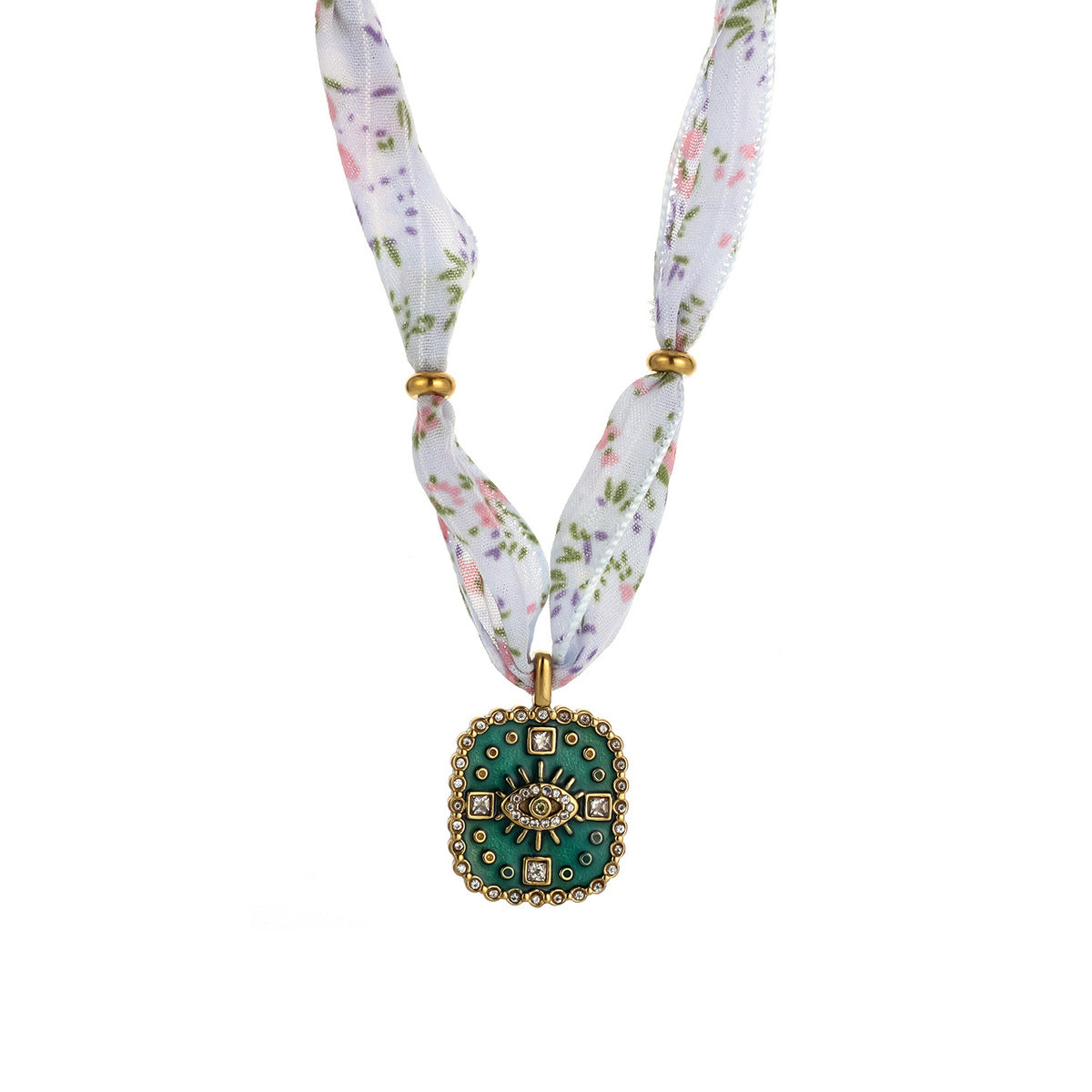 Collar con colgante de bufanda de seda con aceite multicolor a la moda para mujer