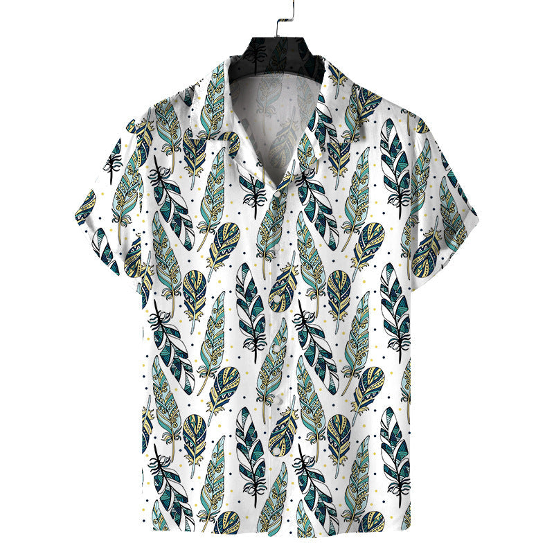 Men Fashion Casual 3D Butterfly Print Lapel Shirt