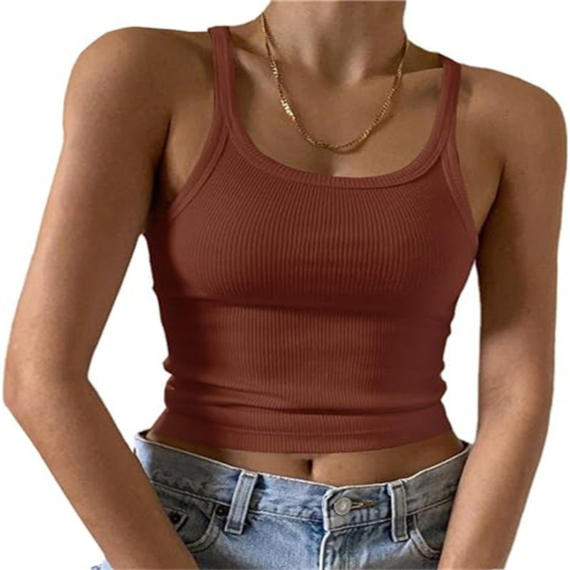 Women Fashion Sexy Solid Color Slim Camisole