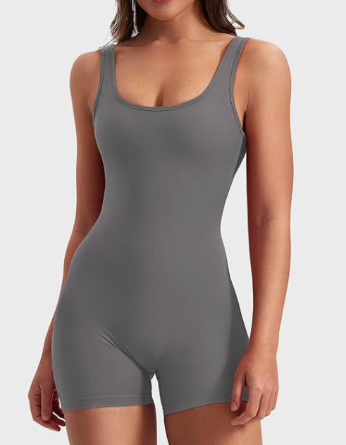 Women Fashion Sexy Backless U-Neck Sports Rompers