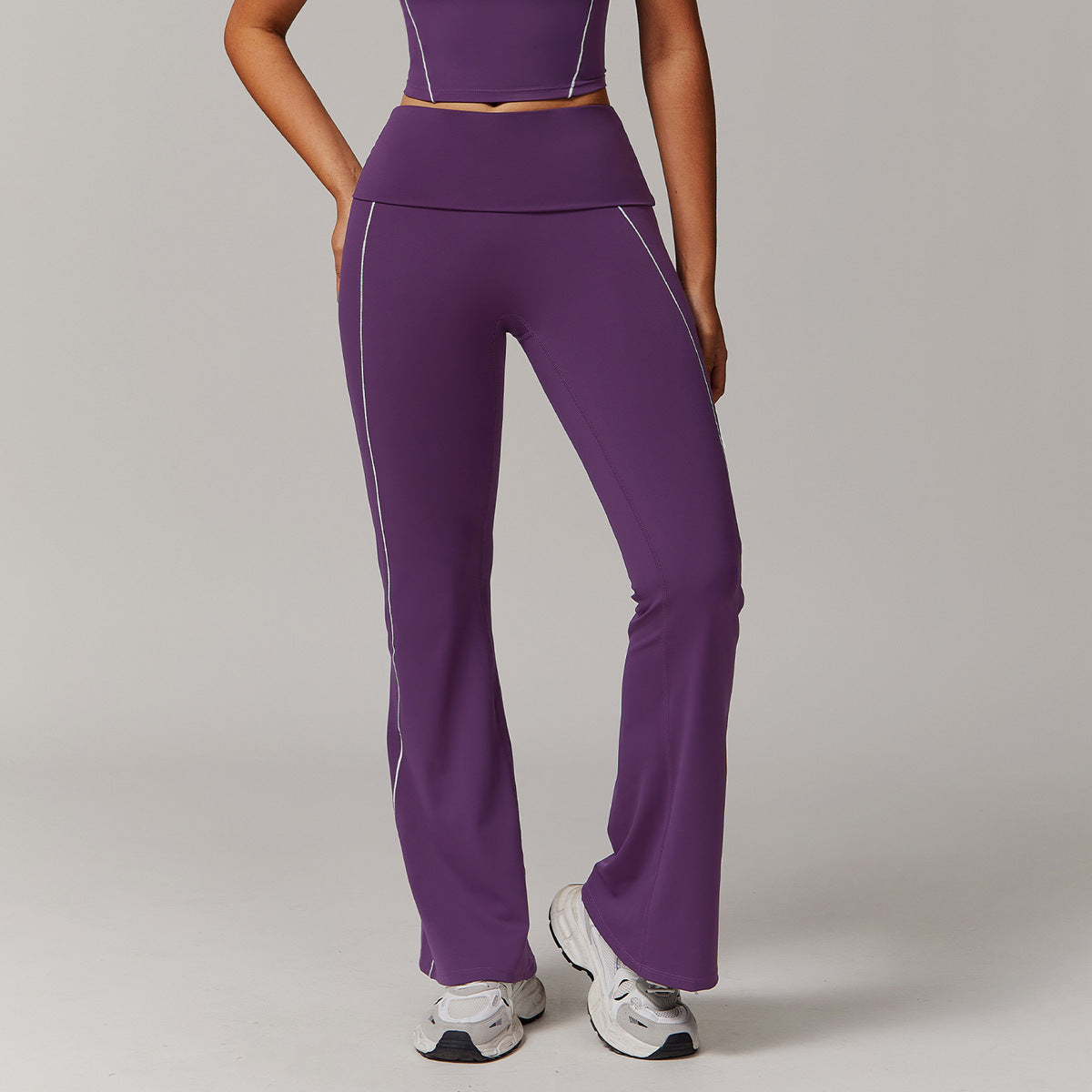 Pantalon évasé contrasté pour femme avec coutures de yoga
