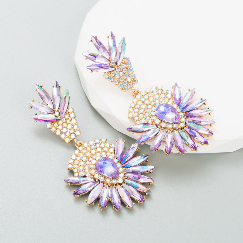 Bohemian Exaggerated Alloy Rhinestone Earrings