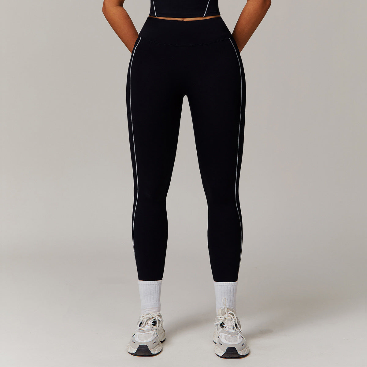 Leggings deportivos de cintura alta con contraste de color para yoga para mujer