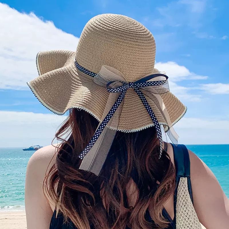 Beach Holiday Straw Sun Hat Dome Style Fabric