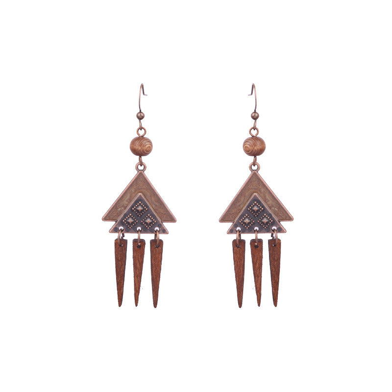 Pendientes de borlas hechos a mano con cuentas de madera bohemias