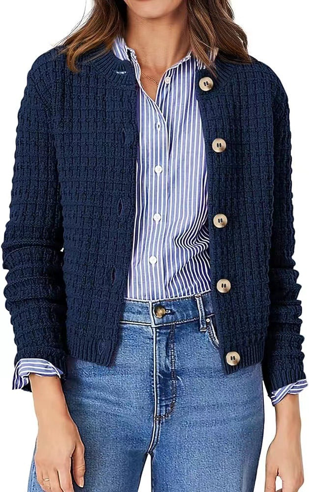 Cardigan décontracté à manches longues en tricot acrylique pour femme