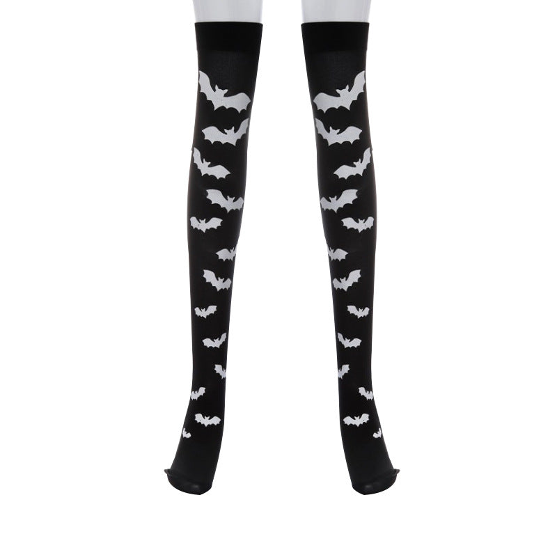 Women Funny Halloween Skeleton Bat Spider Web Stockings