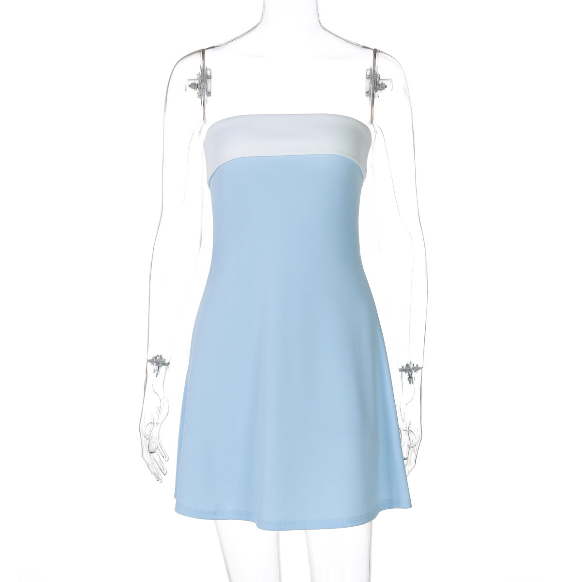 Vestido ajustado con top de tubo y colores contrastantes a la moda para mujer