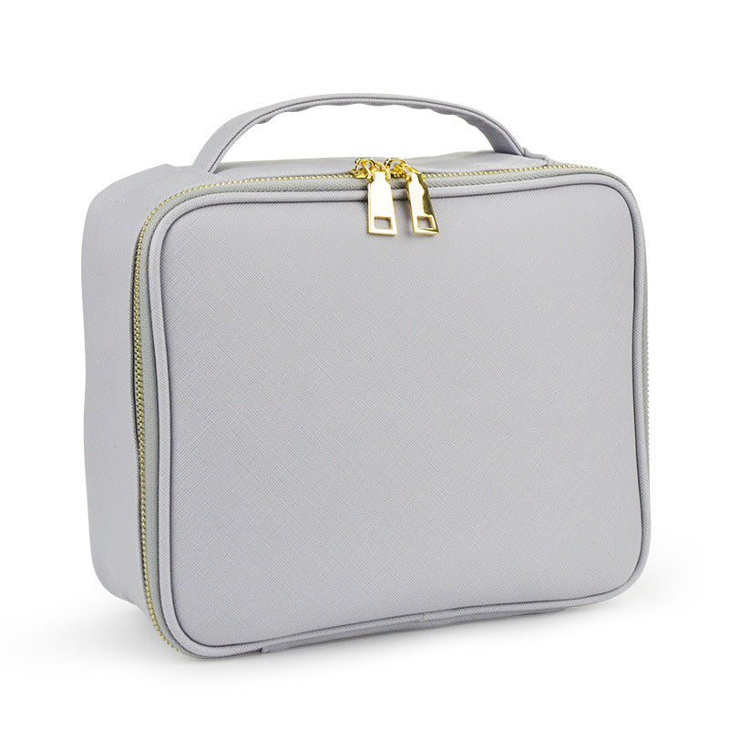 Bolsa de cosméticos de cuero sintético de moda - Portátil de gran capacidad