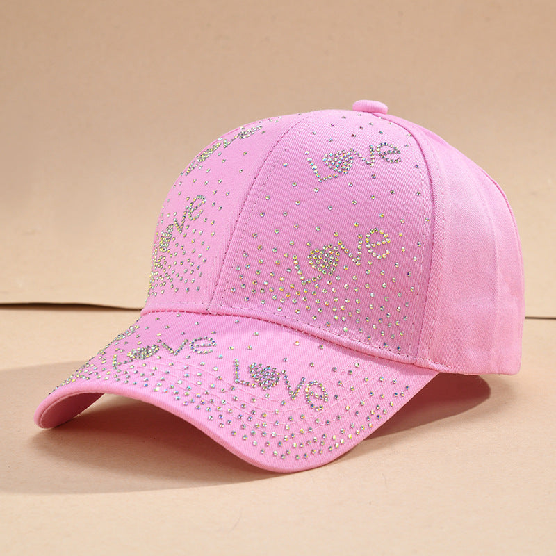 Gorra de béisbol con visera de sol y diamantes de imitación para mujer
