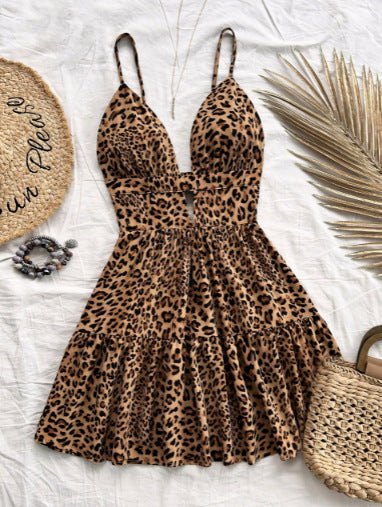Traje de baño sin mangas de leopardo sexy de moda para mujer
