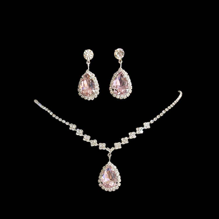 Women Fashion Elegant Simple Earrings Necklace Two-Piece Set