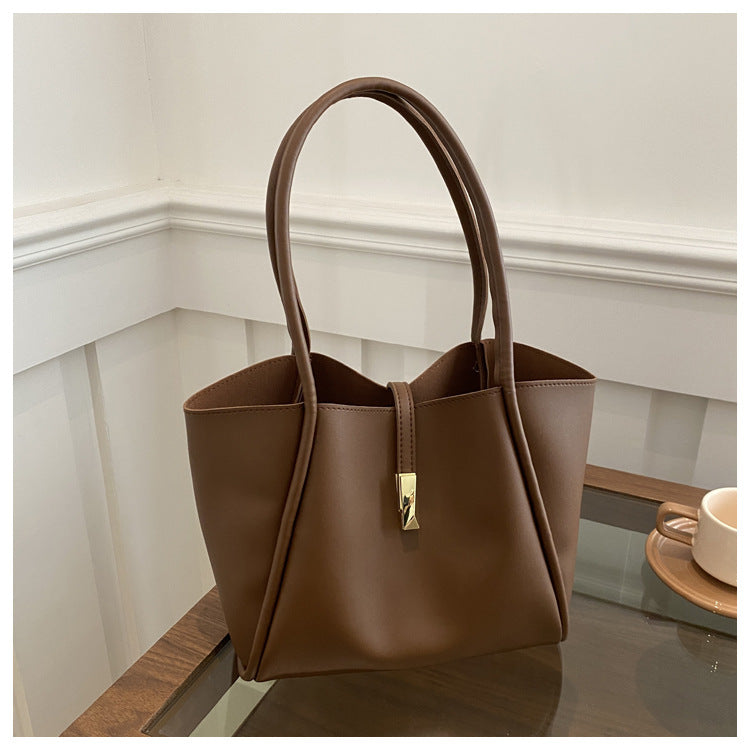 Sac fourre-tout décontracté de grande capacité pour femme, couleur unie