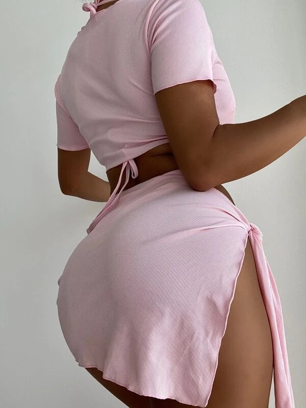 Traje de baño de color sólido para mujer para vacaciones de verano