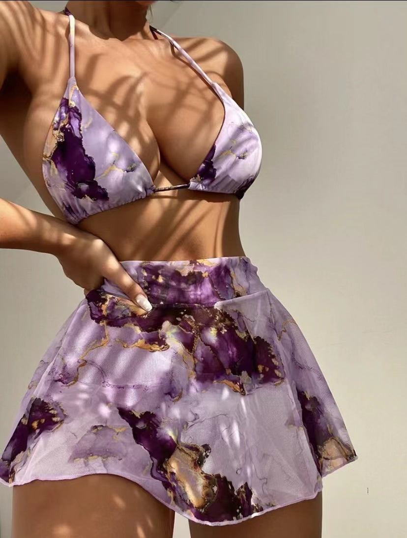 Ensemble bikini tie-dye sexy pour femme, vacances d'été