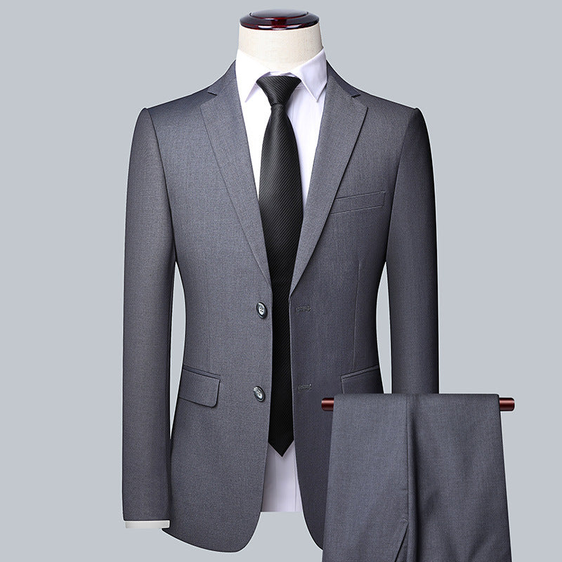 Men Business Casual Non-Ironing Lapel Coat Pants Set