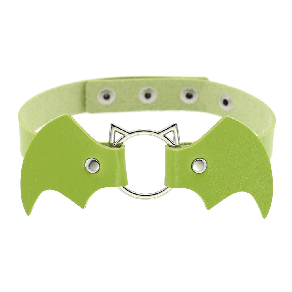 Halloween Women Gothic Bat Pu Leather Chokers