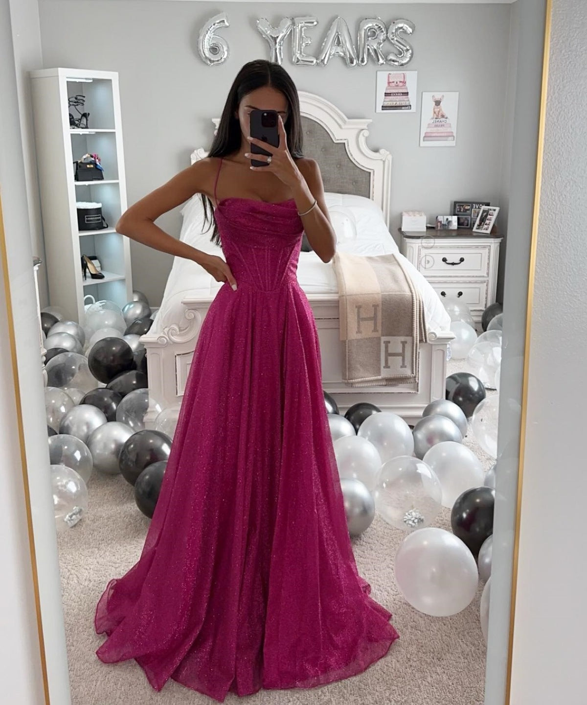 Women Fashion Elegant Solid Color Spaghetti Strap Dress