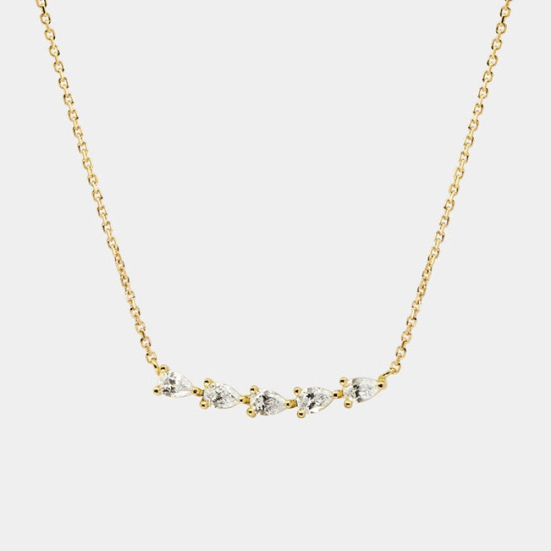 Collar con colgante de circonita a la moda para mujer, cadena geométrica ligera y de lujo.