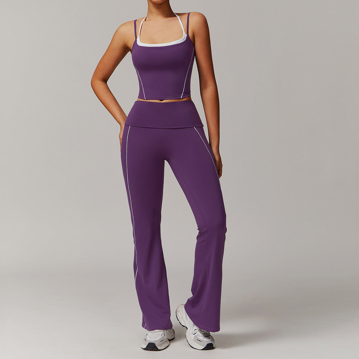 Women Yoga Color Contrast Two-Piece Set
