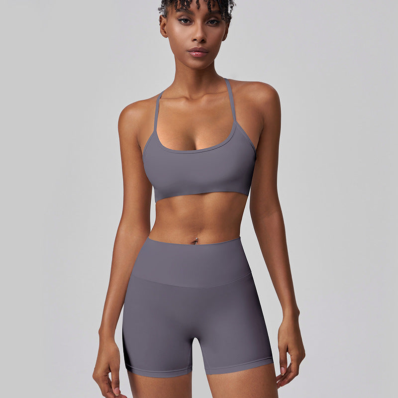 Solid Color Women's Yoga Two-Piece Sports Set