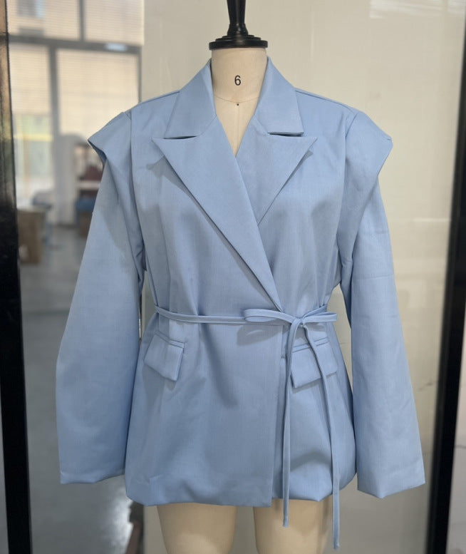 Women’s Lace-Up Padded Shoulder Blazer