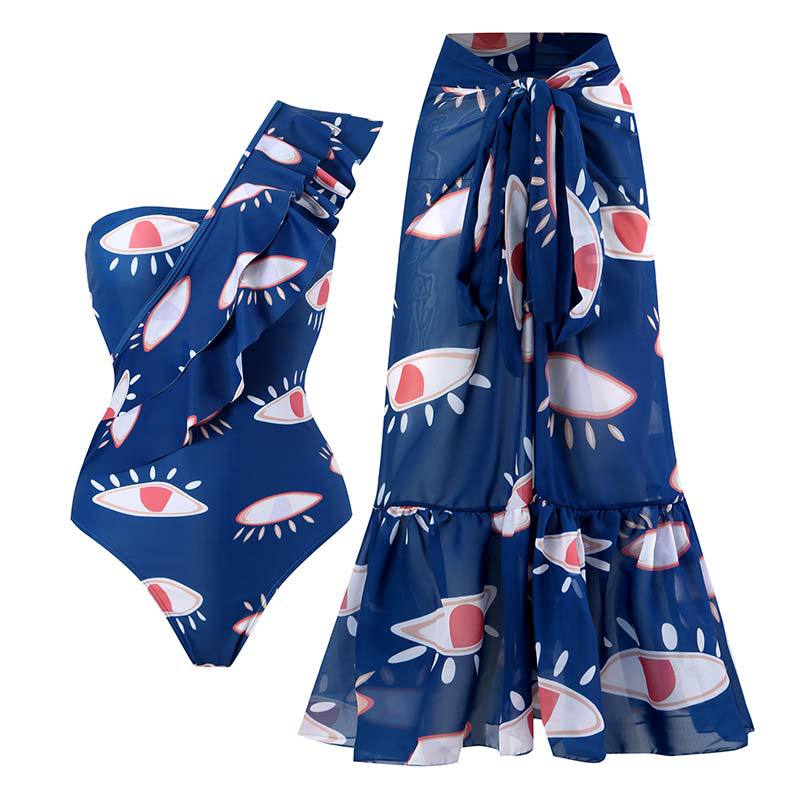 Traje de baño de dos piezas con estampado de mal de ojo sexy para mujer