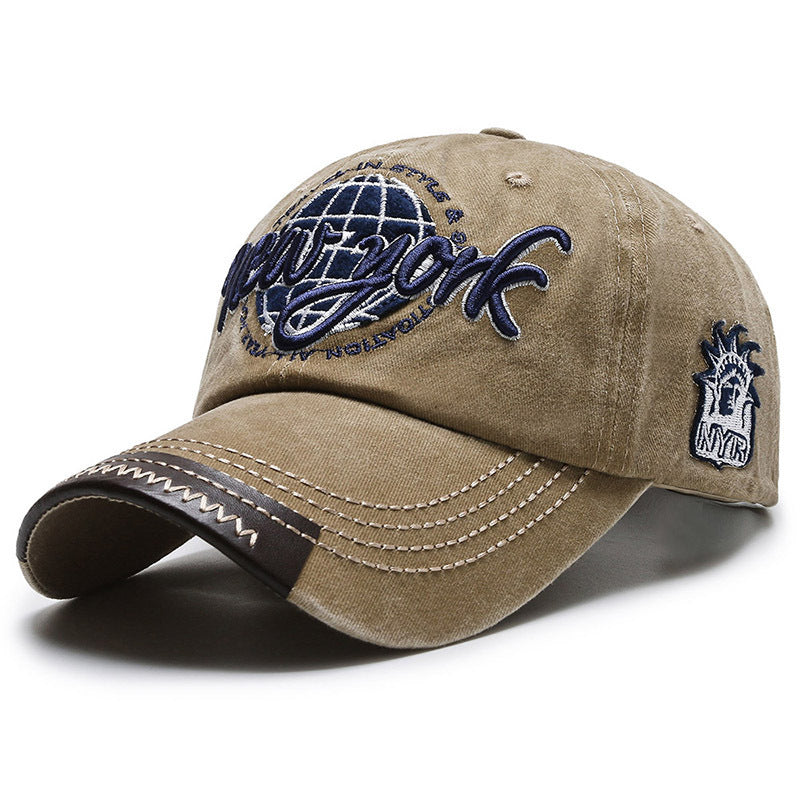 Casquette en coton brodée avec lettres vintage et style rétro