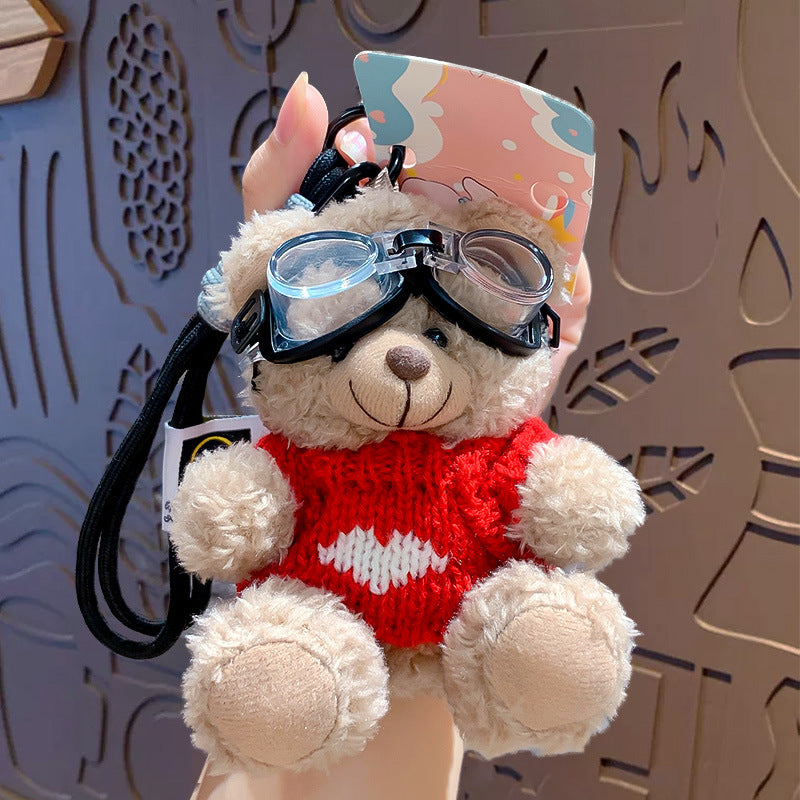 Cartoon Plush Bear Keychain with Colorful Sweater Styles