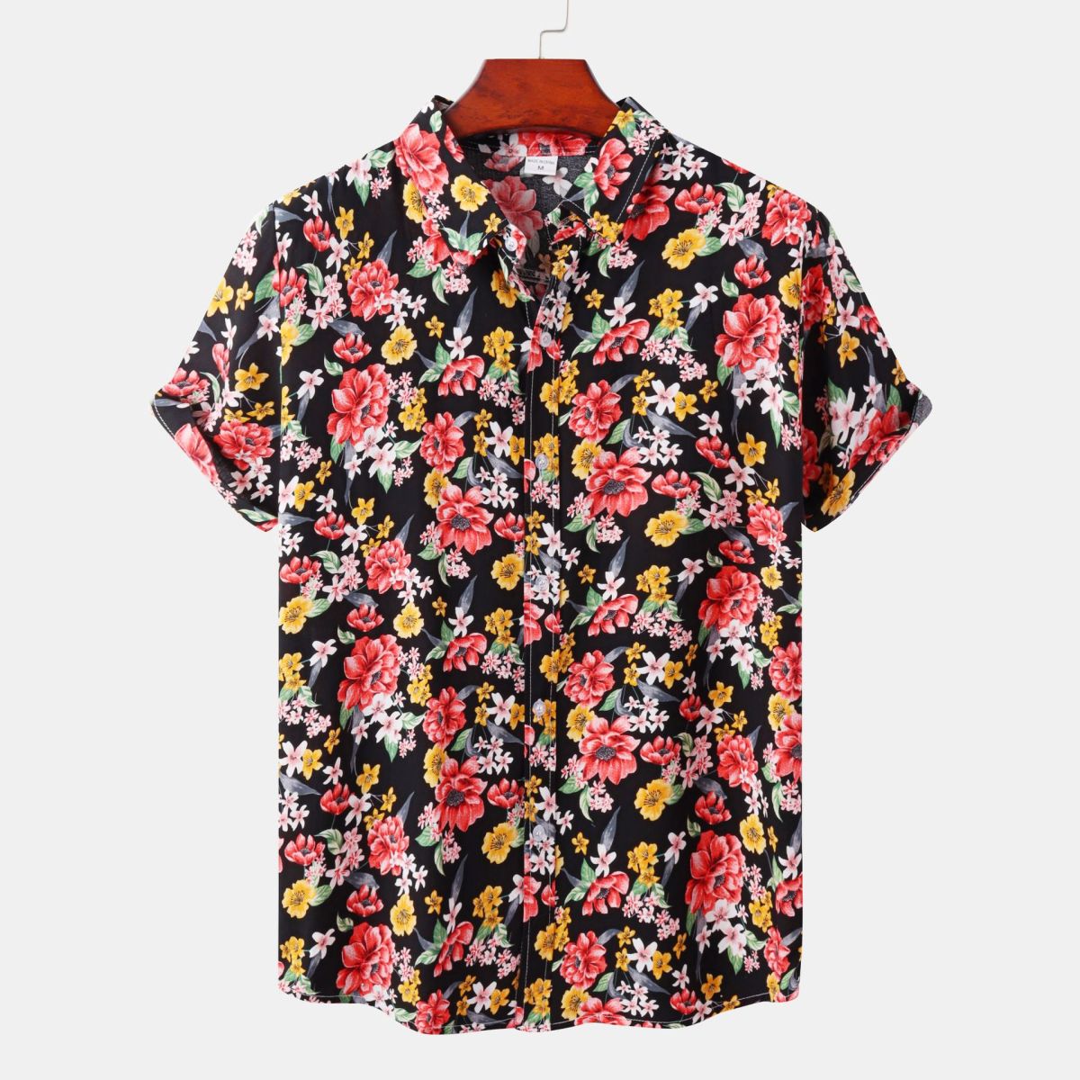 Camisa informal de vacaciones para hombre con estampado de flores diminutas en 3D
